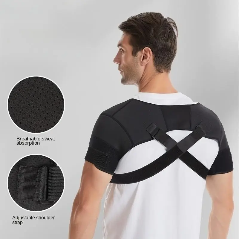 Adjustable Compression Shoulder Support, Breathable Chloroprene + Cross Straps, Anti-Slip for Weightlifting/running, Joint Stabilization, Shoulder Brace