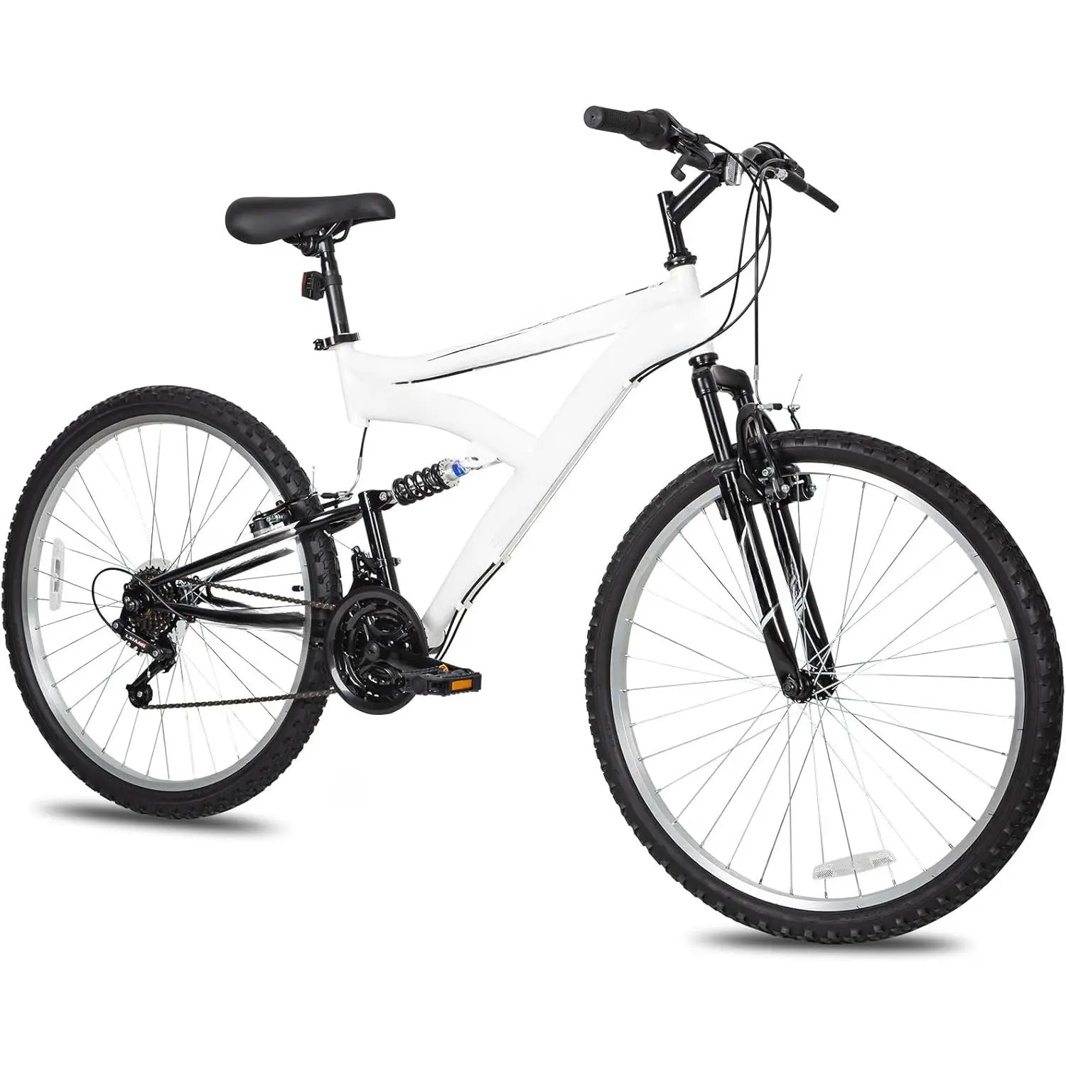 Mountain Bike, 26 27.5 inch Outdoor Hybrid Bikes,18-Speed/High-Carbon Steel/Dual Full Suspension, Adjustable Ergonomic Seat for Men Women Adult, MTB Bicycle with Suspension Fork,Sleek Colors