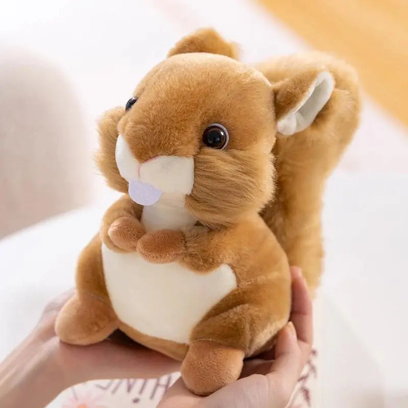 Unisex Lifelike Bushy-Tailed Squirrel Plush, Cute Resourceful Soft Stress Relief Stuffed Doll, Kawaii Gift for Kids (Toys & Hobbies - Classic & Novelty, Stress Relief Toys)