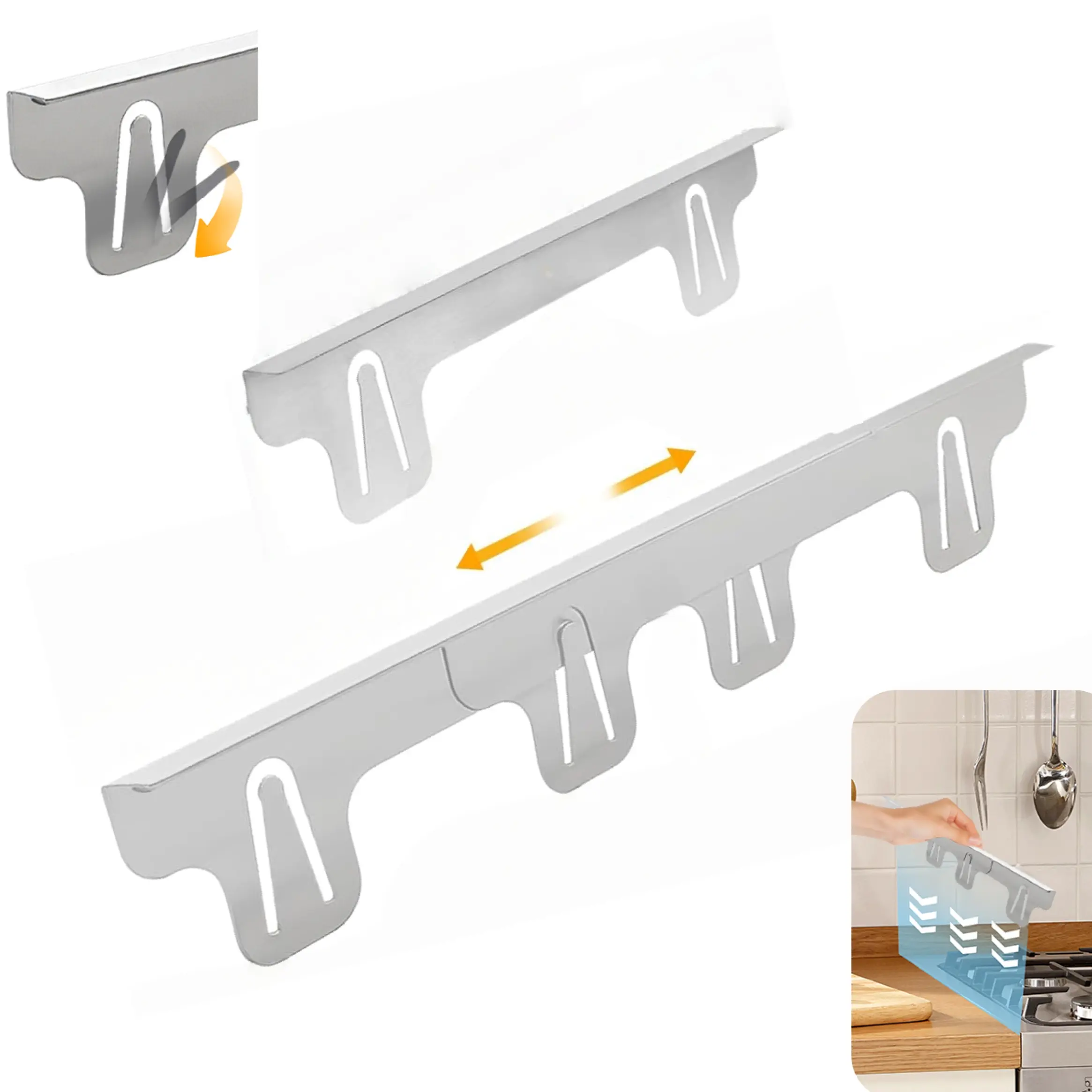 Adjustable Stainless Steel Stove Gap Covers (2/4 Pack), 13.8–27.5-Inch, Heat-Resistant Kitchen Gap Filler for Stove-to-Counter & Hob-to-Worktop Gaps