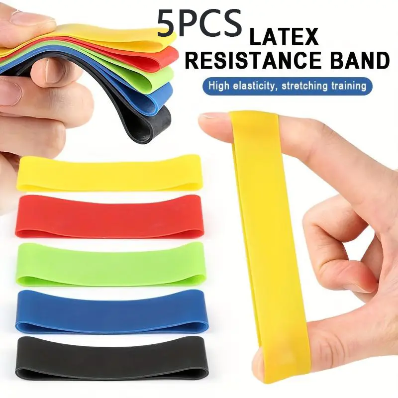 5 Piece Latex Finger Resistance Bands, Hand Grip Trainer, Wrist and Finger Exercise Bands, Fitness Elastic Bands, Strength Training Tools
