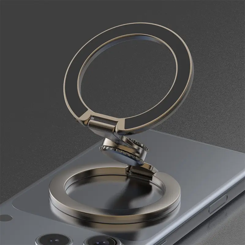 360-Degree Rotating Magnetic Phone Stand, Magsafe Compatible, Foldable Portable Holder for Gym Kitchen Desk, Dual-Sided Strong Magnet