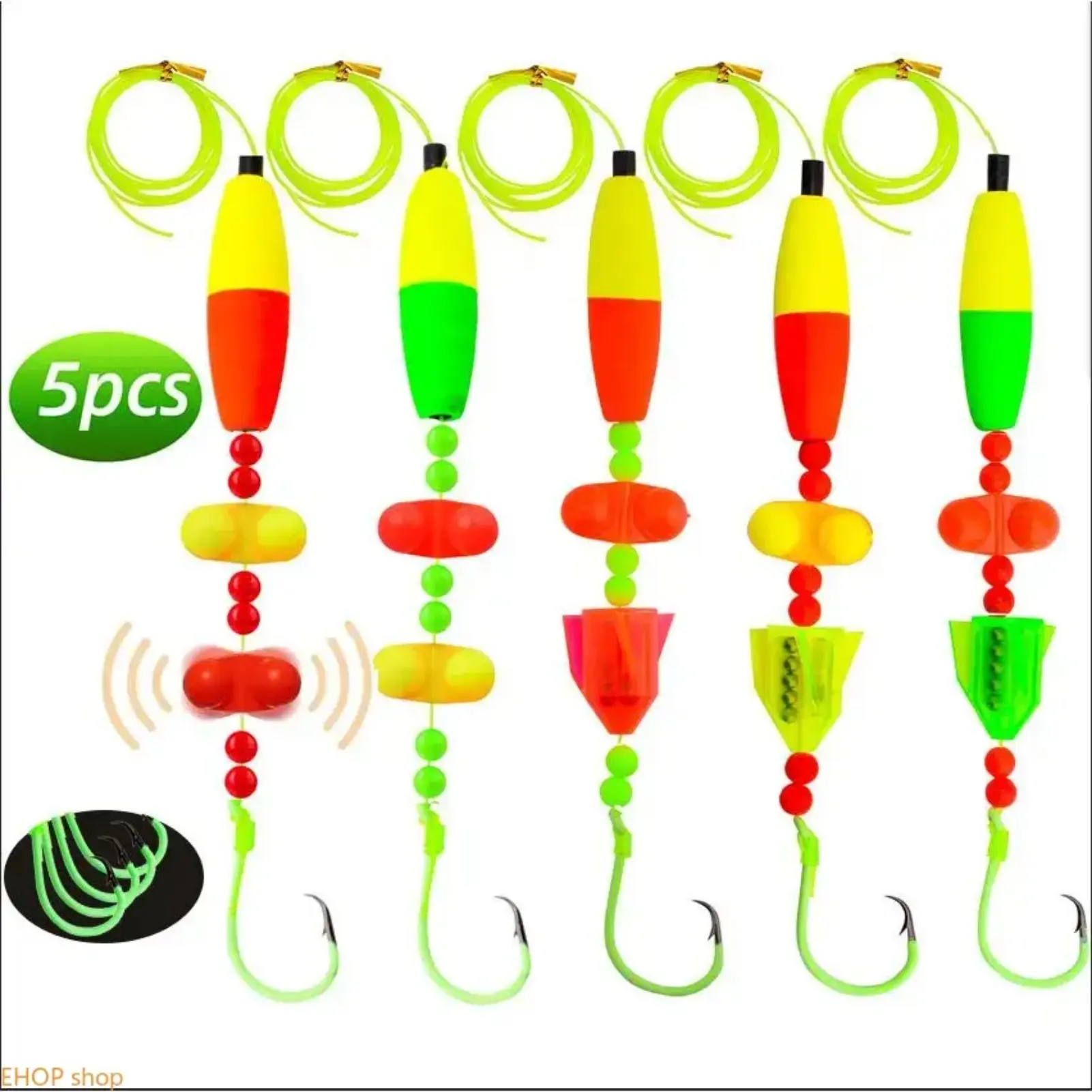 Santee Cooper Style Catfish Rig with Rattle Peg Floats - 6/0, 8/0, 10/0 Circle Hooks - Professional Fishing Tackle for Lake, River Fishing