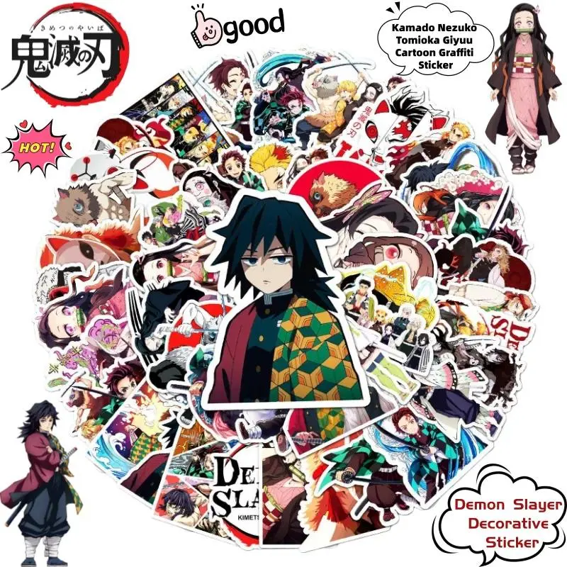 Demon Slayer Decorative Stickers - Kamado Nezuko & Tomioka Giyuu Themed Cartoon Graffiti Anime Peripherals for Toys & Hobbies