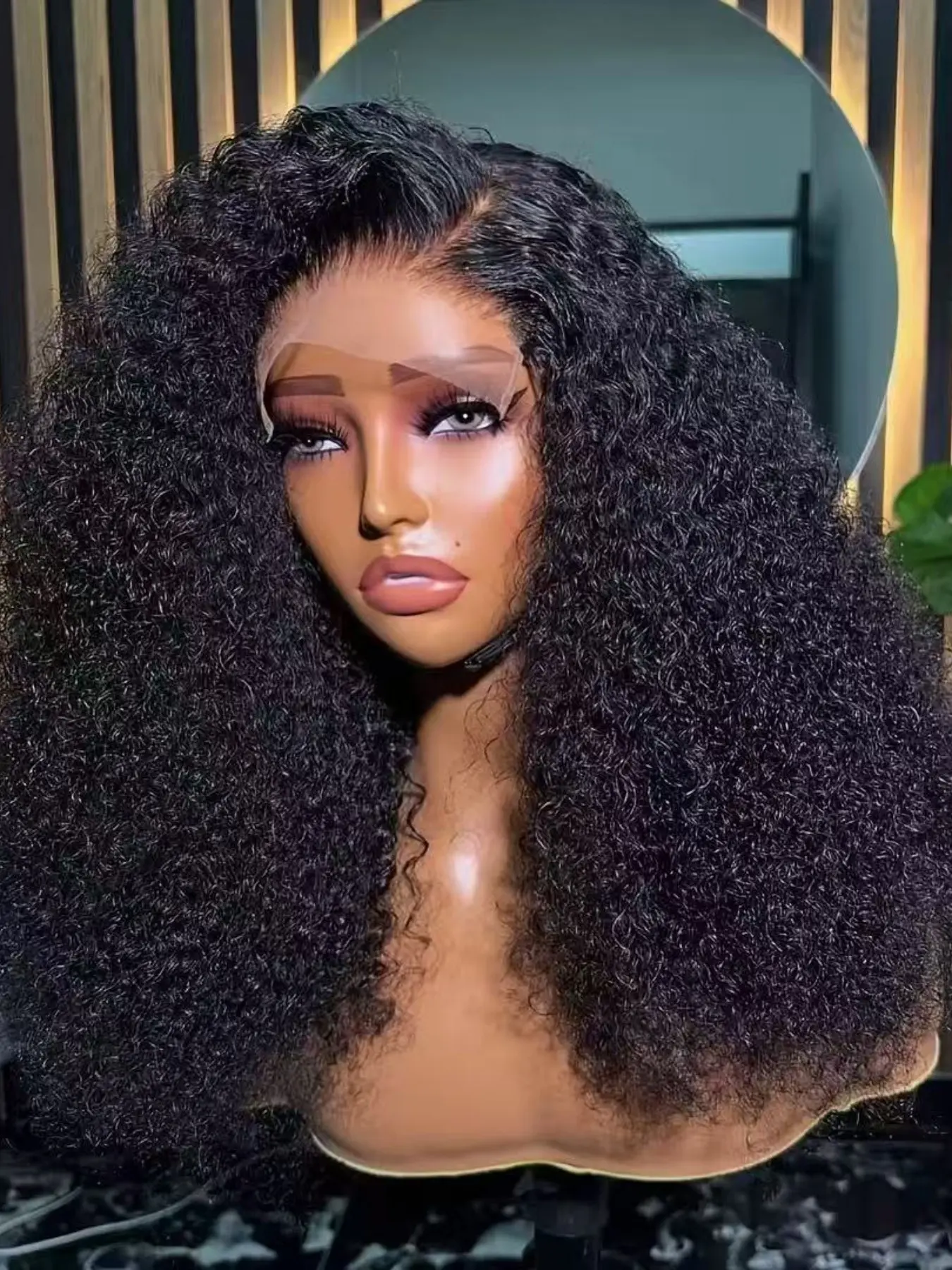 26Inch 180%Density Lace Front Wigs Natural Black Color Kinky Curly Hair Wigs Natural hairline Remy Wig With Baby Hair Comfortable Wear Wigs Heat Resistant, Glueless, Breathable, Daily Wigs Transparent Heat Friendly Wig