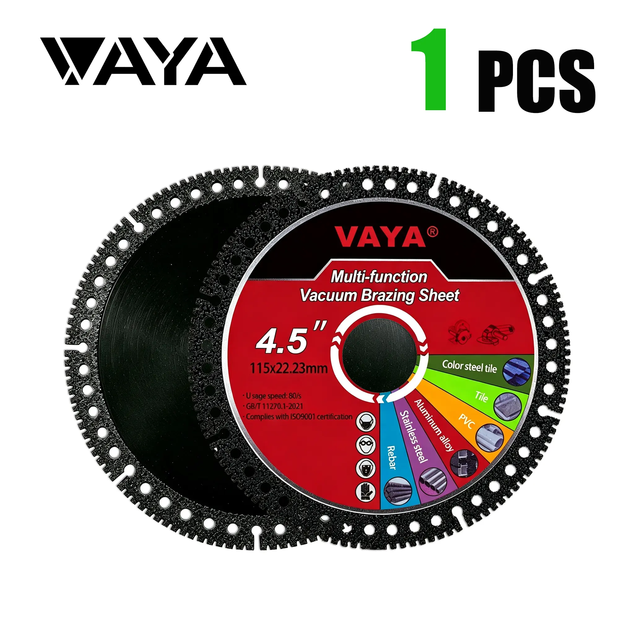 VAYA 4.5" 1PCS Multi-functional Diamond Tile Cutting Blades, Ultra-Thin Dry Cutting Tool Abrasive Discs, Angle Grinder Saw Blades accessory for Outdoor Use for Marble Tile Ceramic