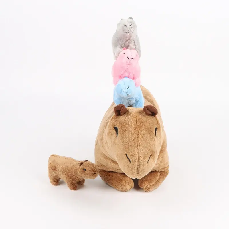 Stackable Capybara Plush Doll Full Set Big Brown Capybara With 4 Mini Color Baby Capybara Grey Pink Blue Brown Small Rodent Stuffed Toy Kawaii Animal Stack Decor Gift For Kids Teens Nature Themed Party Favor Cross-Border Wholesale