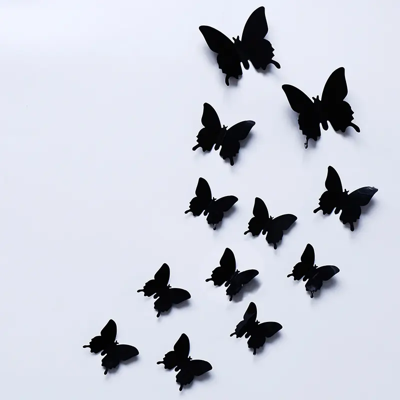 Viral Dopamine Decor 12Pcs 3D Mirror Butterfly Decorative Wall Stickers Shiny PVC Aesthetic DIY Wall Decals Trendy Room Ornament for Living Bedroom Home Makeover