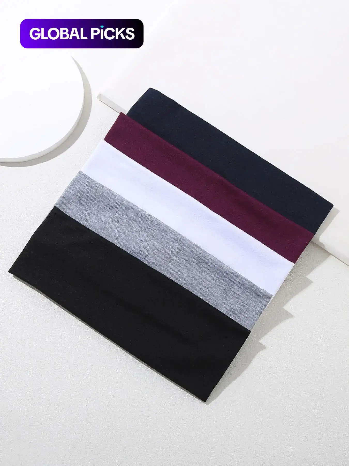 5counts Solid Color Headband, Casual Wide Elastic Hair Band For Women & Men, Basic Simple Hair Accessories For Daily Wear, Elastic Headbands, Stretchy Headbands, Elastic Fashion Headbands
