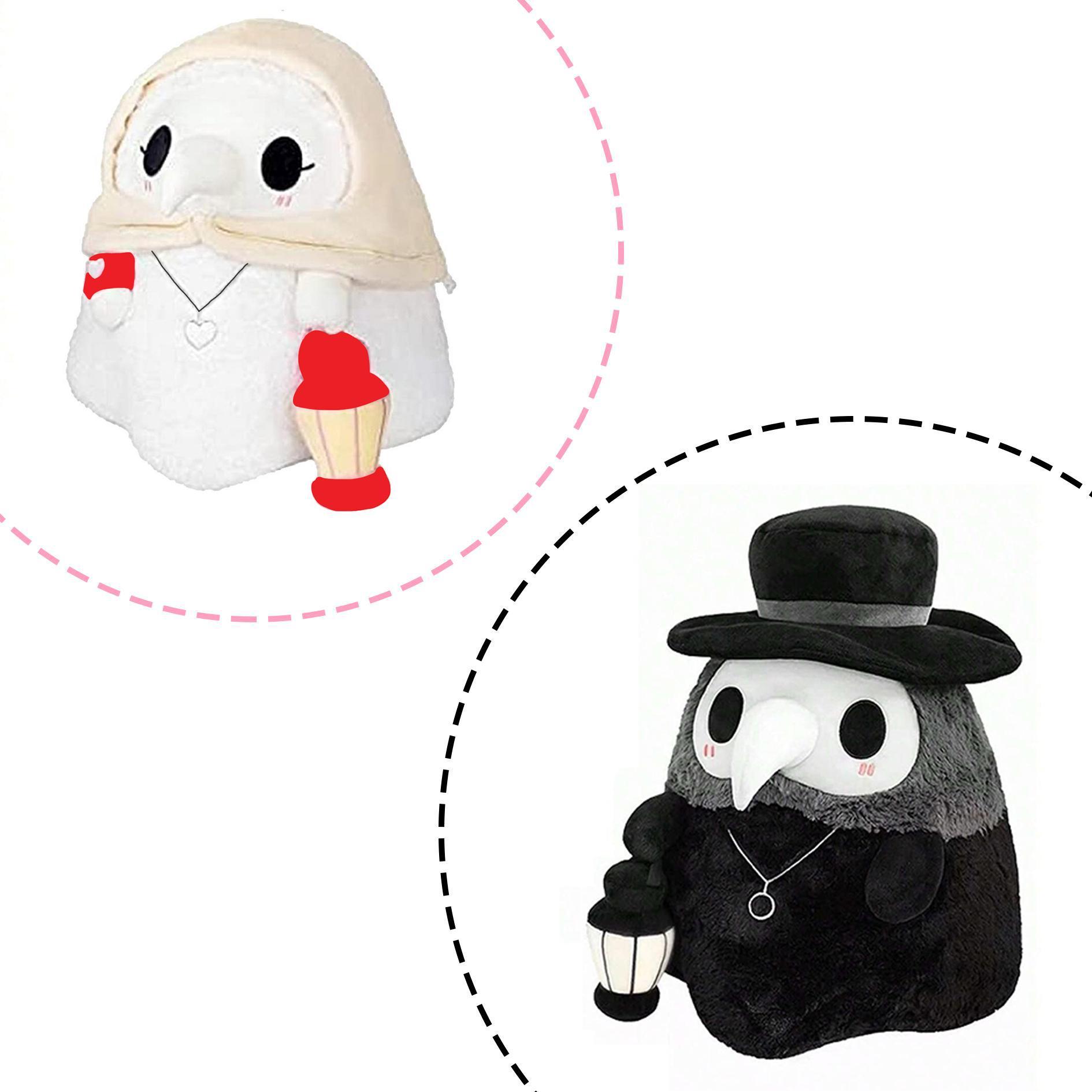 Cute Plague Doctor Design Plush Toy, 1 Count Horror Stuffed Plushie Pillow, Fluffy Plague Doctor Stuffed Figure Toy, Gift for Childern and Friends, Kreeptures Plushies, My First Addiction Toys, Halloween, Cuddly Stuffed Animal