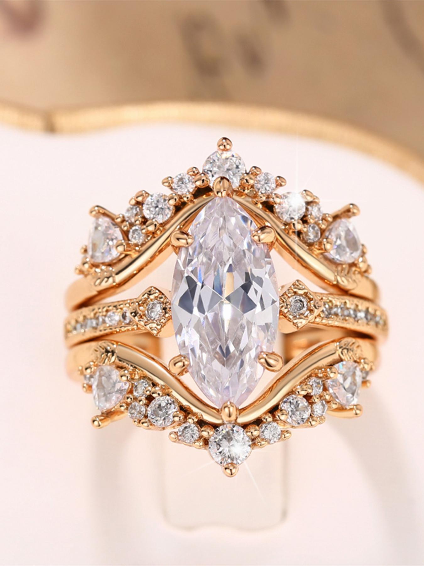 Women's Elegant Rhinestone Decorated Ring, Exquisite Trendy Ring, Engagement Rings, Bridal Rings, Fashionable Jewelry for Women As Engagement Anniversary Wedding Party Jewelry, Valentine's Day, Gift