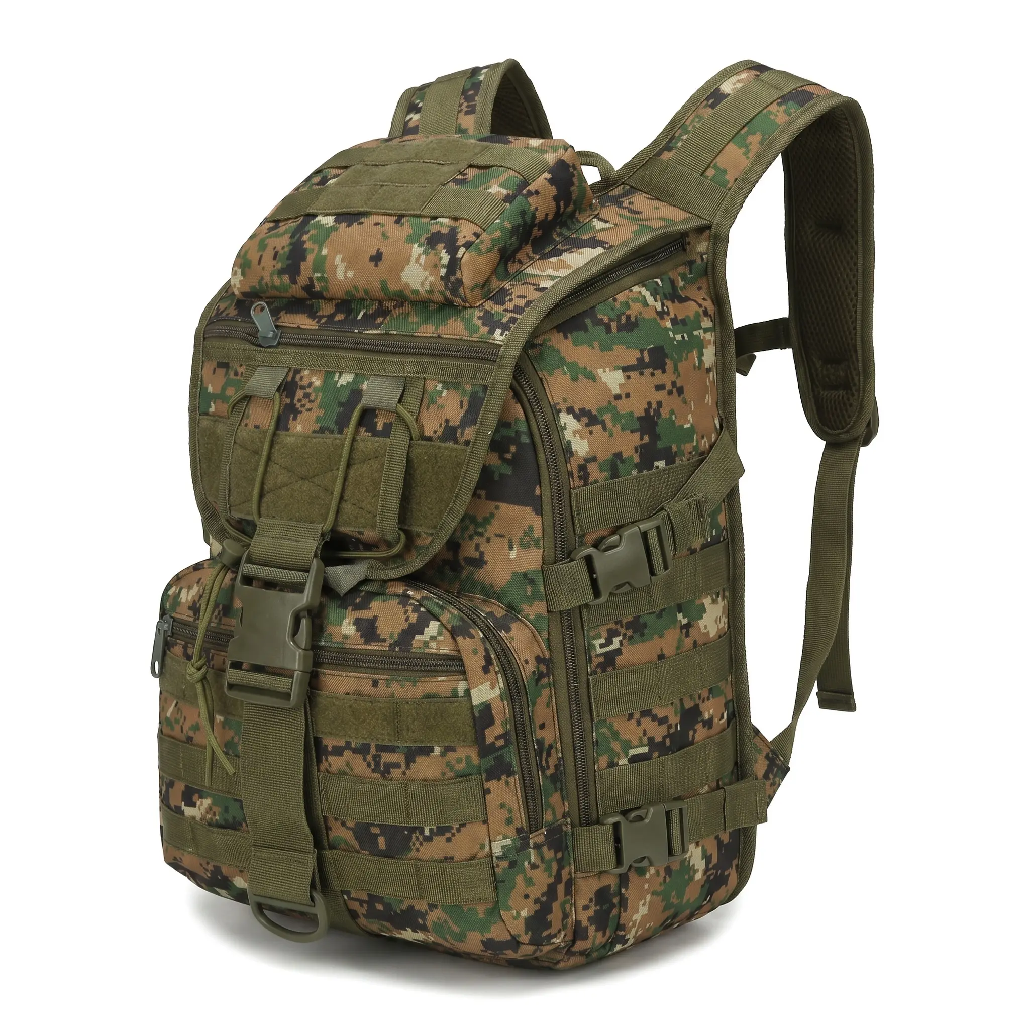 Expandable Tactical Backpack, 36-55L Camouflage Adventure Backpack, Water-Repellent Oxford with 14-Inch Laptop Sleeve for Hiking, Travel & Everyday Carry, Tactical Backpacks