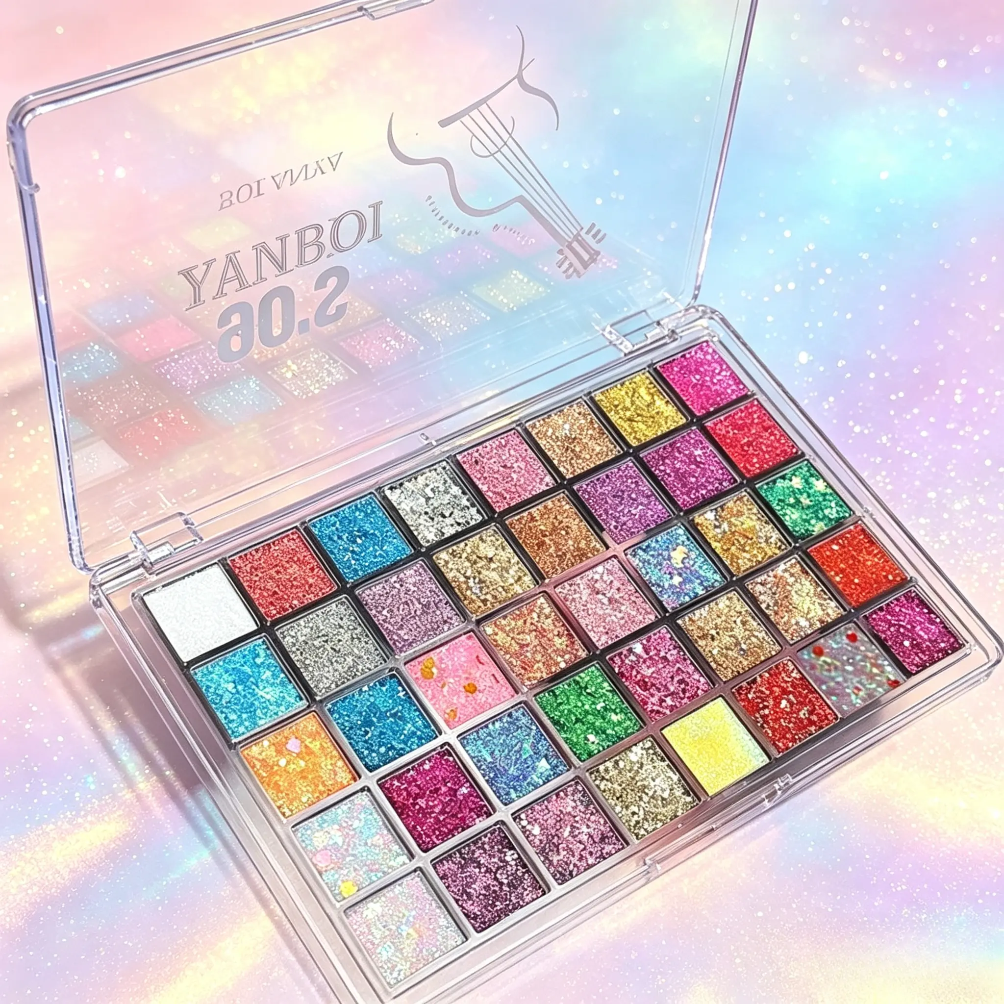 40 Colors Mixed Glitter Eyeshadow Palette, Holographic Glitter Gel, No Glue Needed, Decorative Sparkle For Music Festival Creative Eye Makeup