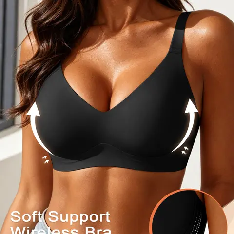 Jelly Bra for Women, Daily Casual Deep V Neck, Wireless Seamless Lined Design, Soft Comfortable Bra, Ideal for Everyday Wear, Wireless Bralette