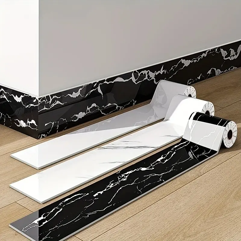 Thick Marble Tile Baseboard Wallpaper, Vinyl Material, Waterproof, Durable, Easy Clean, DIY Removable, for TV Background, Kitchen Wallpaper Peel and Stick, Bathroom, Decorative Wallpaper