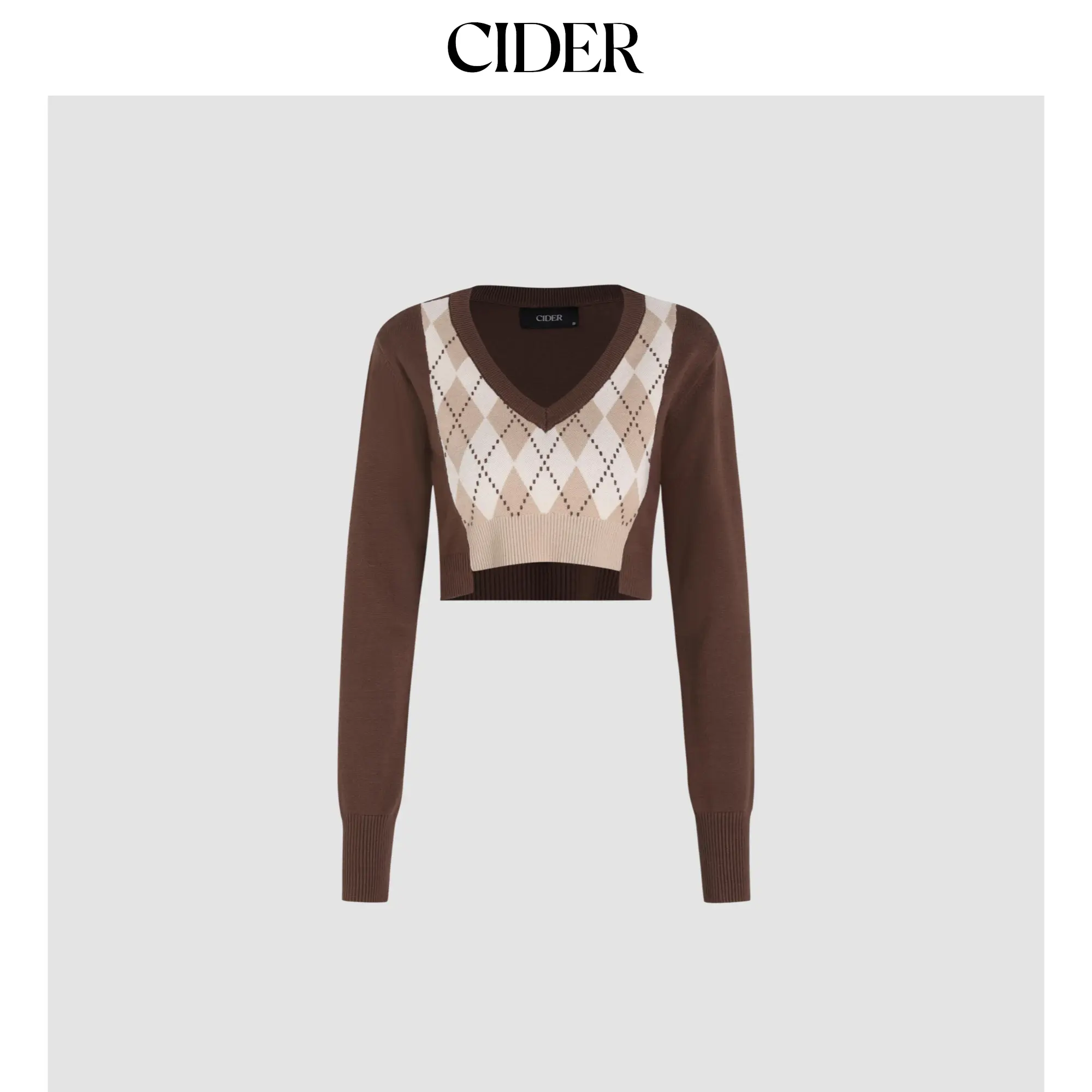 Cider [size 4-10] Patchy Argyle Knit Crop Top