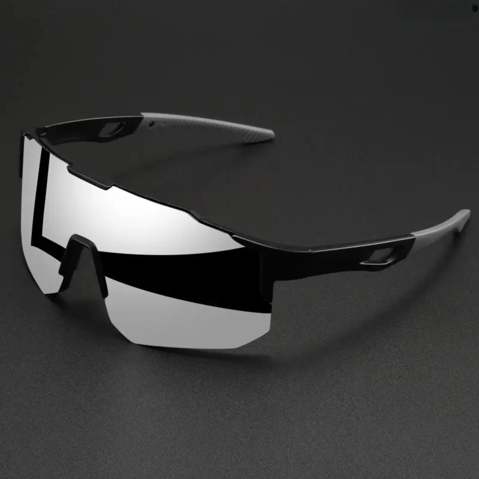 Unisex Sports Sunglasses with an Oversized Wraparound Design, Colorful Anti-Glare Lenses and UV400 Protection for Cycling and Running, Uv Protection Lens, Secure Fit, Running/Cycling, Eyes, C1-Black, C4-Green Mirror