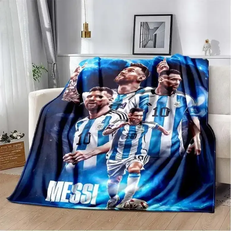 Football superstar L-Leo-Messi-i flannel adult and 's blanket sofa bed decoration blanket portable blanket gift, summervibes-280GSM