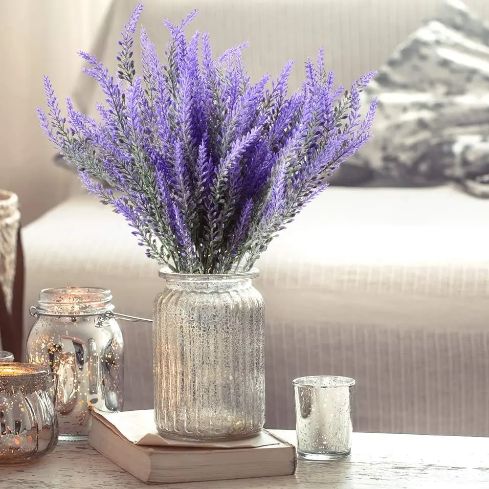 12pcs Lavender Flower Bunches, Realistic Floral Decor for Weddings, Outdoor Gardens, Home, Office Decoration, Artificial Flowers, Faux Lavender Flowers