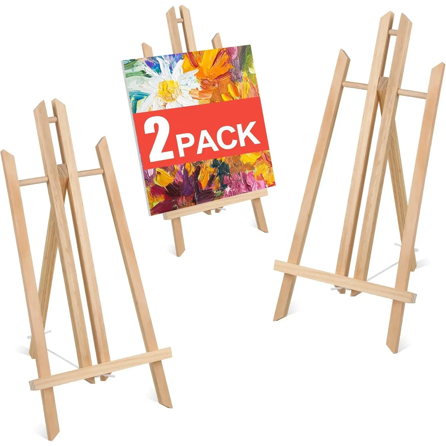 2 count 17 Inch Desktop Easel, Party Easel, Wooden Easel - Versatile Tabletop Art Display Stand for Creative Projects and Events