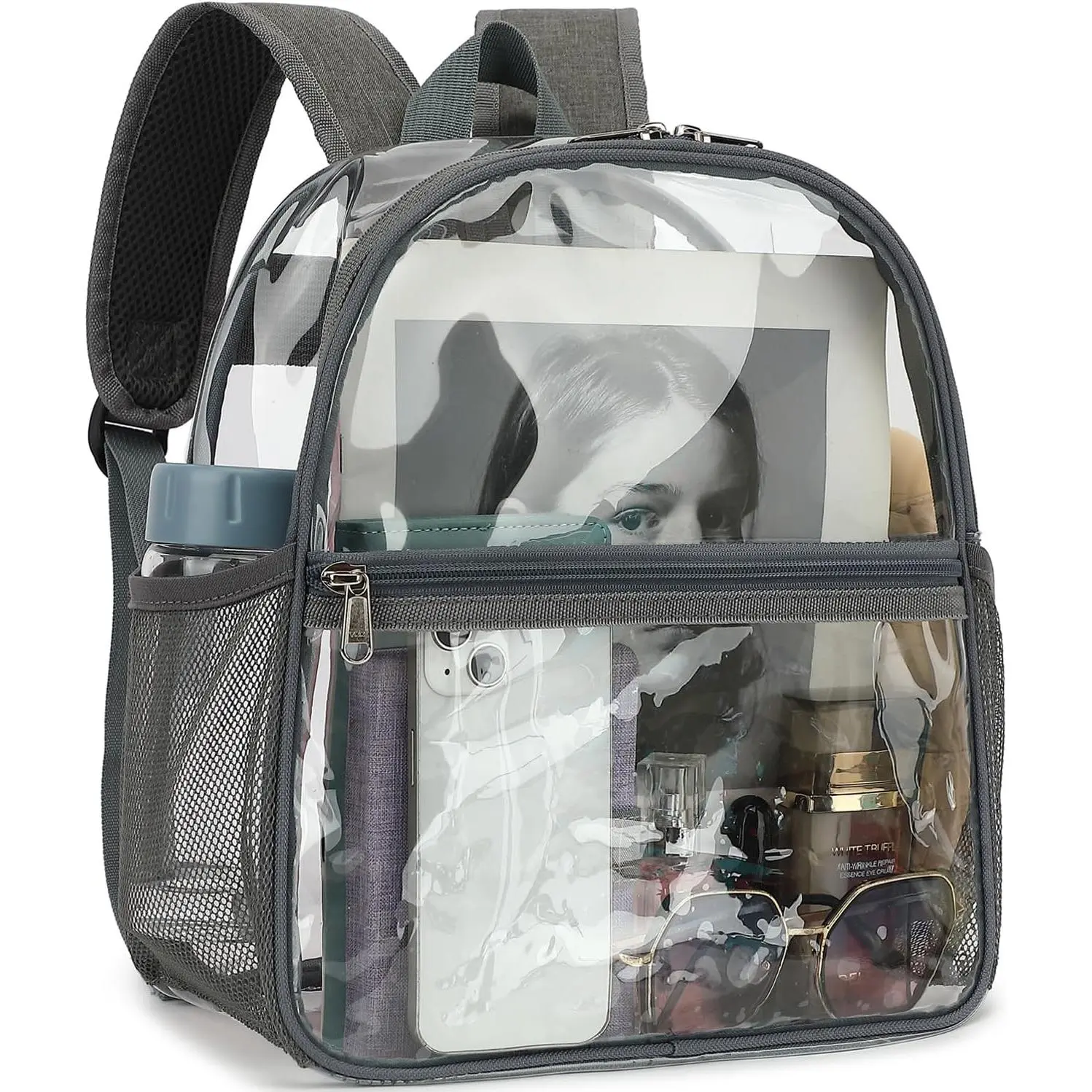 Clear Backpack Stadium Approved 12x6x12 -  & Small Adult Transparent Backpack for School, Work, , Concerts - Clear Bag