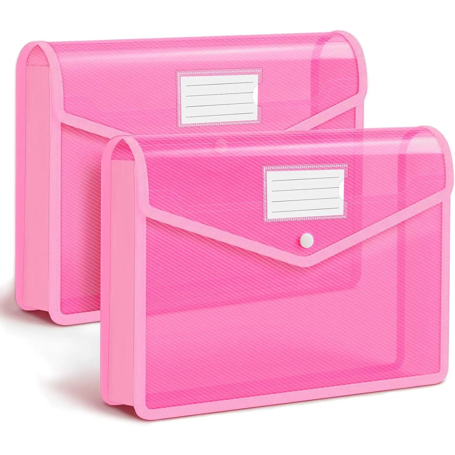 2 Pack Plastic Expanding File Folder, Expandable Envelope File Folder Organizer Holder with Snap Closure, Expandable File Wallet Large Capacity, Fit Letter Size/A4 Documents(Clear