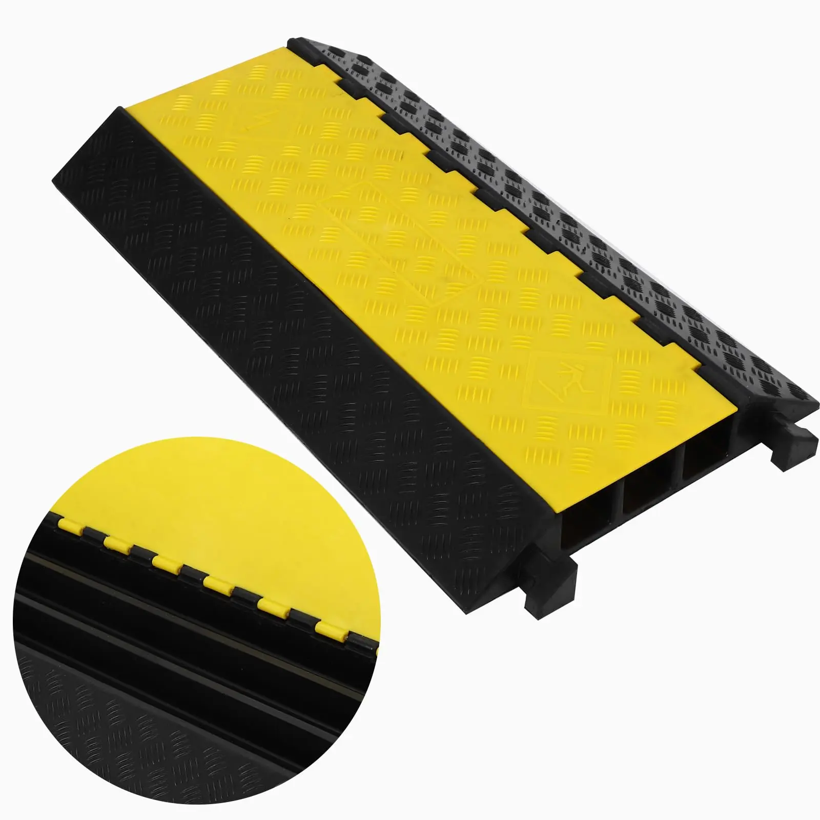 GARVEEHeavy Duty Rubber Cable Protector Ramps with Multiple Channels, Load Capacity up to 28000 lbs, Suitable for Driveway, Indoor and Outdoor Use, Protects Wires, Cables, and Hoses, Available in 1 or 3 Pack Options