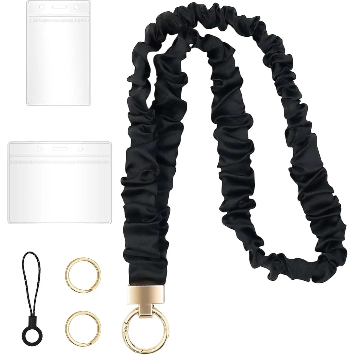 Scrunchie Lanyard Retractable ID Badge Holder - Soft Stretch Fabric Key Chain for Teachers  Professionals