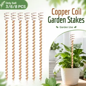 3/6/8 PCS Electroculture Plant Stakes, Copper Coil Wire Antennas Garden Stakes, Electroculture Copper Gardening Antenna Kit, Copper Coil Plant Stakes for Garden, Garden Stakes for Plants Fruits Vegetables