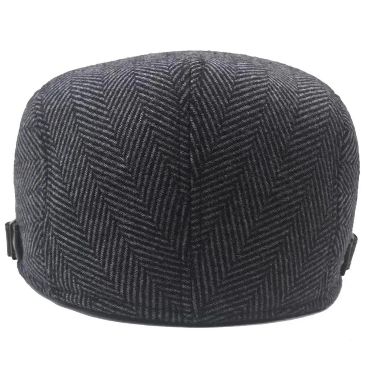 Men Vintage Herringbone Newsboy Caps British Painters Hats Spring and Autumn Adjustable Flat Cap Hip Hop Berets Peaked Cap