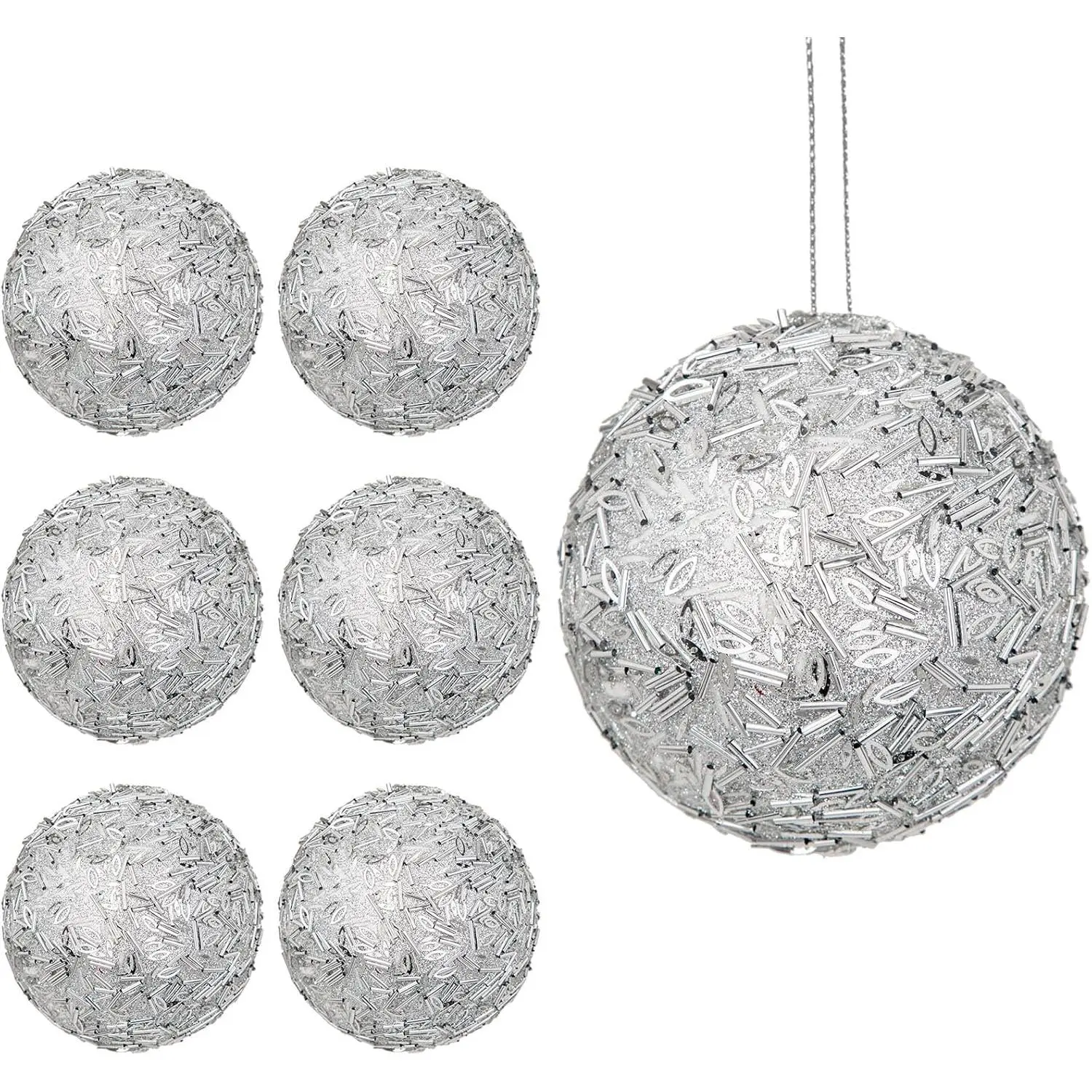 6 count 4" Sequin Ornaments,Glitter Christmas Ball Ornaments, Sparkle Christmas Ornaments, Christmas Ornaments Tree Decorations  Christmas  Ball for Holiday Indoor Outdoor Decor