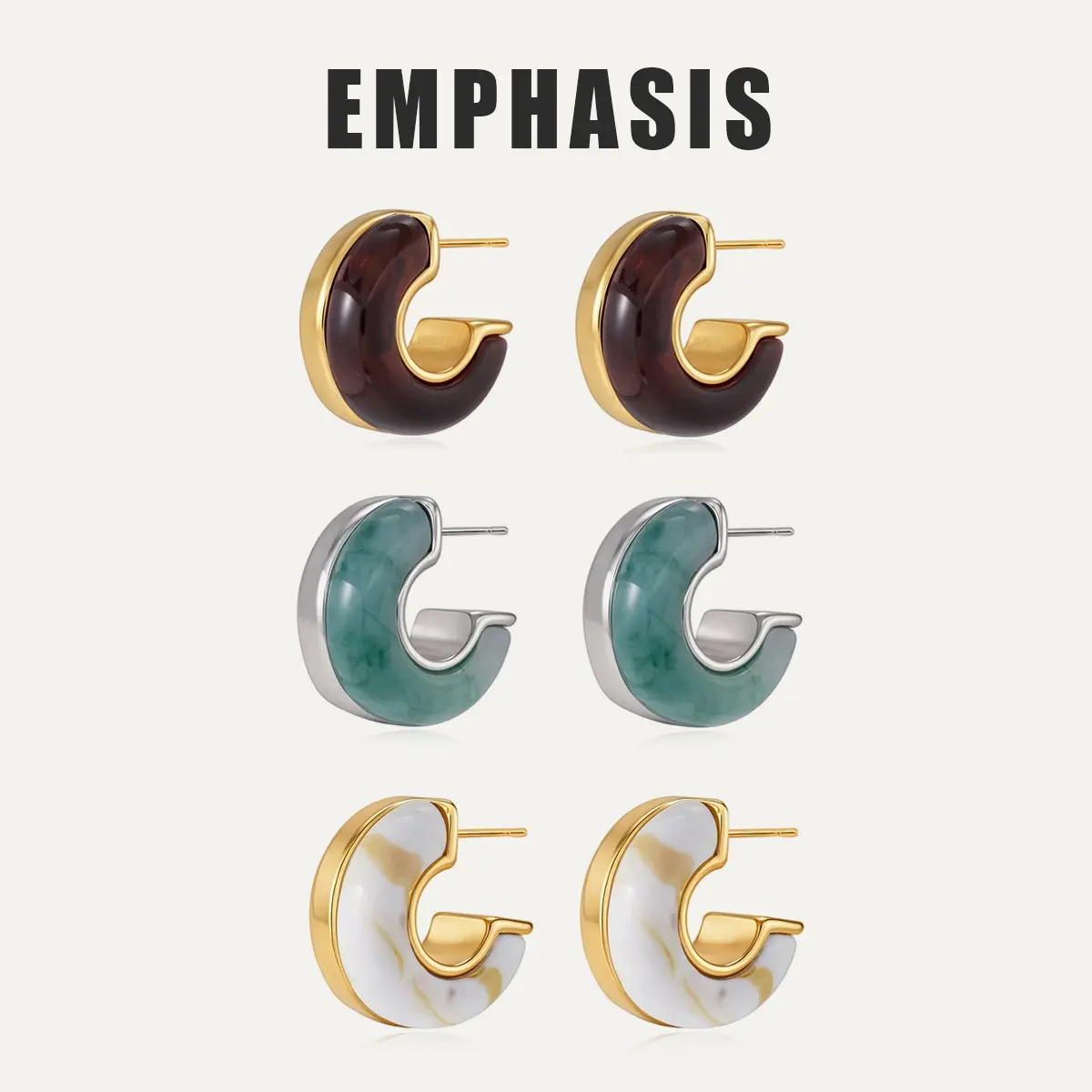 Main Character Energy Chunky C Shape Hoop Earring Gold Tone with Tortoiseshell Resin Effortless Glamour Baddie Vibes Bold Statement Everyday Luxury