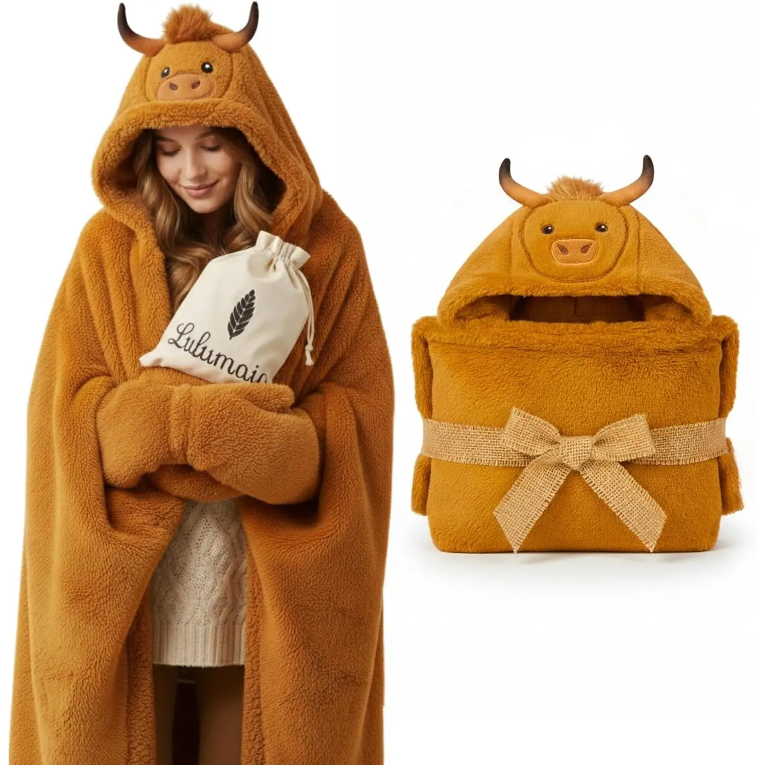 Ultra Soft Wearable Blanket Hoodie for Adults &  - Wearable Blanket Hoodie with Sherpa Lining