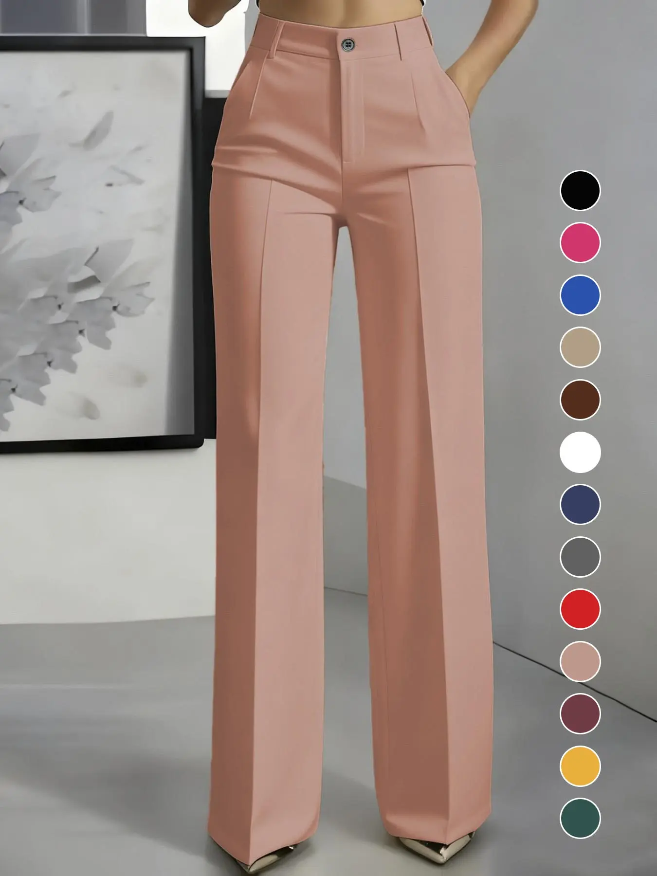 Women's New High Waist Drape Straight Leg Simple Suit Pants, Elegant Business Casual Wear, Comfortable, Fit and Stylish Design
