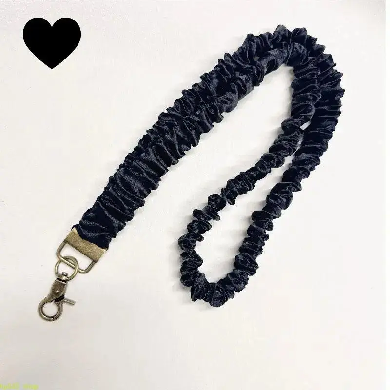 Stretchy Scrunchie Lanyard for Women - Comfortable Hypoallergenic Fabric ID Badge & Key Holder with Rotatable Clasp for Work & Travel