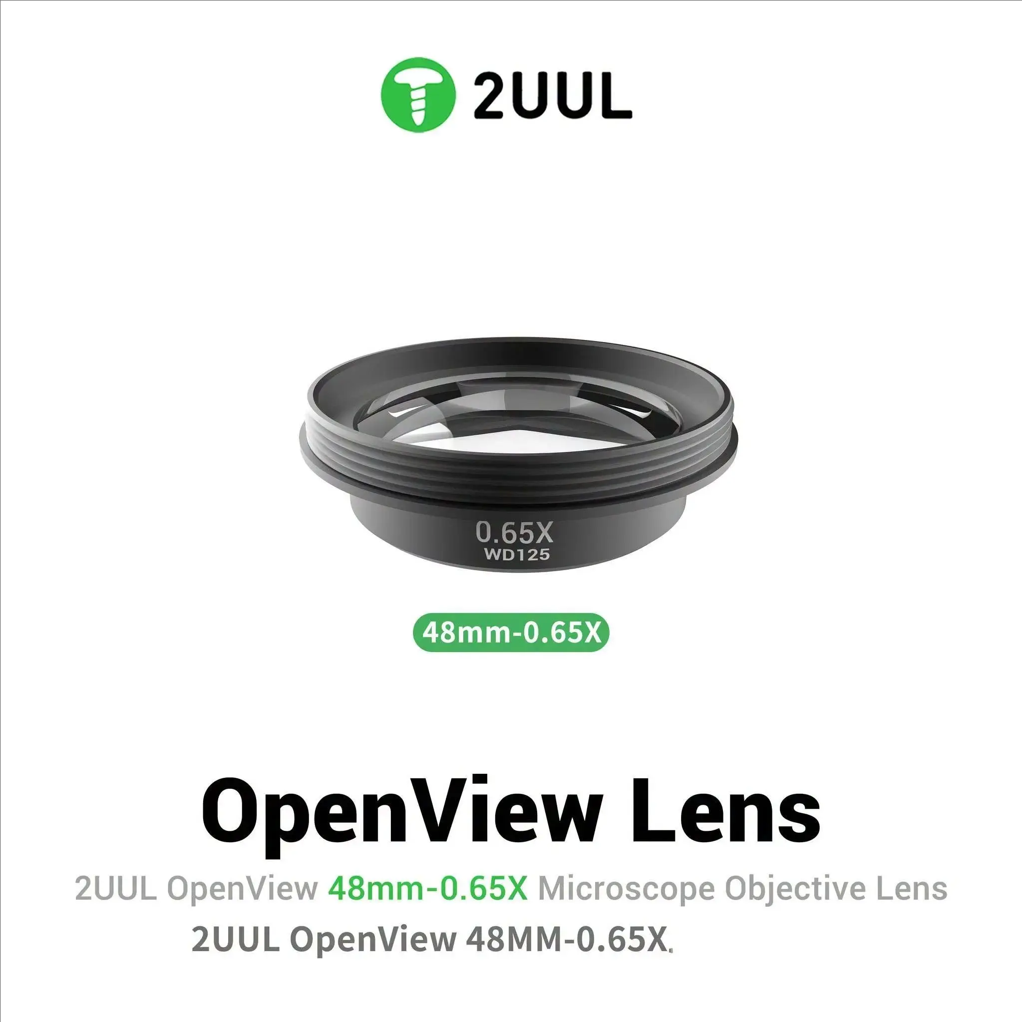 2UUL MS06 OpenView 48mm 0.65X Microscope Objective Lens WD125 Wide Field Lens for PCB Soldering Mobile Phone Cellphone Repair Tool