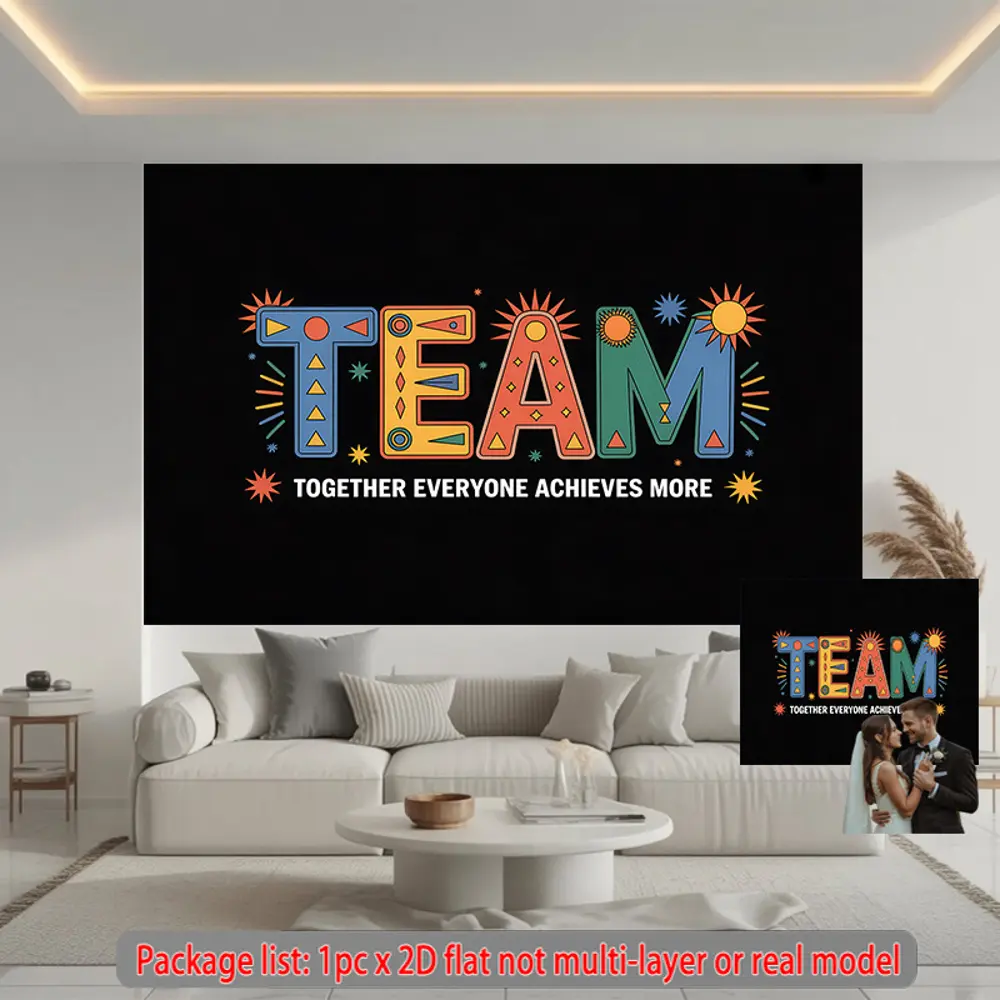 2D Flat Colorful Team Inspirational Polyester Photography Backdrop, HD Digitally Printed Soft Lightweight Foldable Cloth for Team Event Photos, Livestream, Video Studio Use, L Livestream