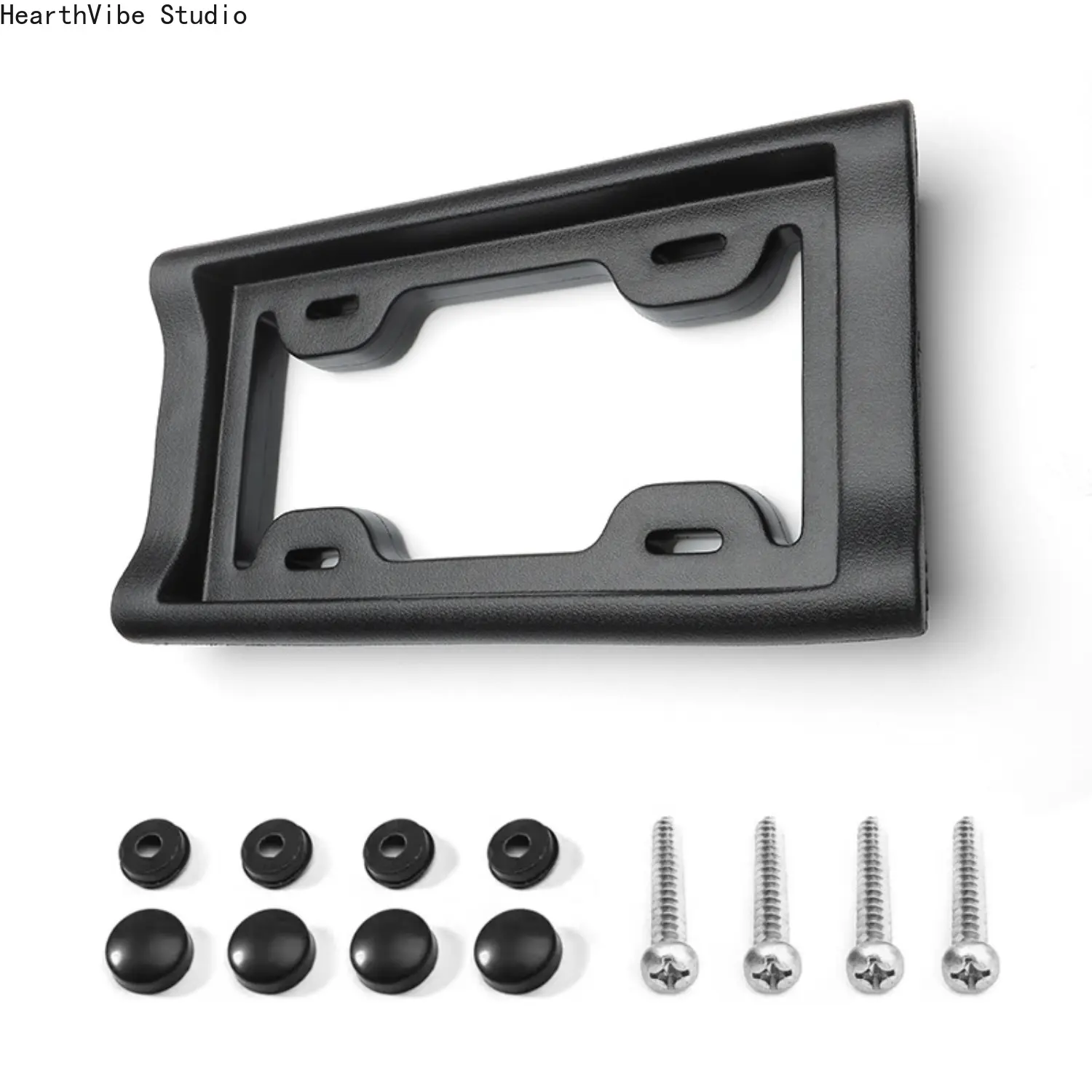 Front Bumper License Plate Mount Bracket, Relocator Adapter Holder Base with Screws Caps Hardware Anti Scratch Cushion, Universal Fit for Auto Car SUV Truck Exterior Replacement Accessories