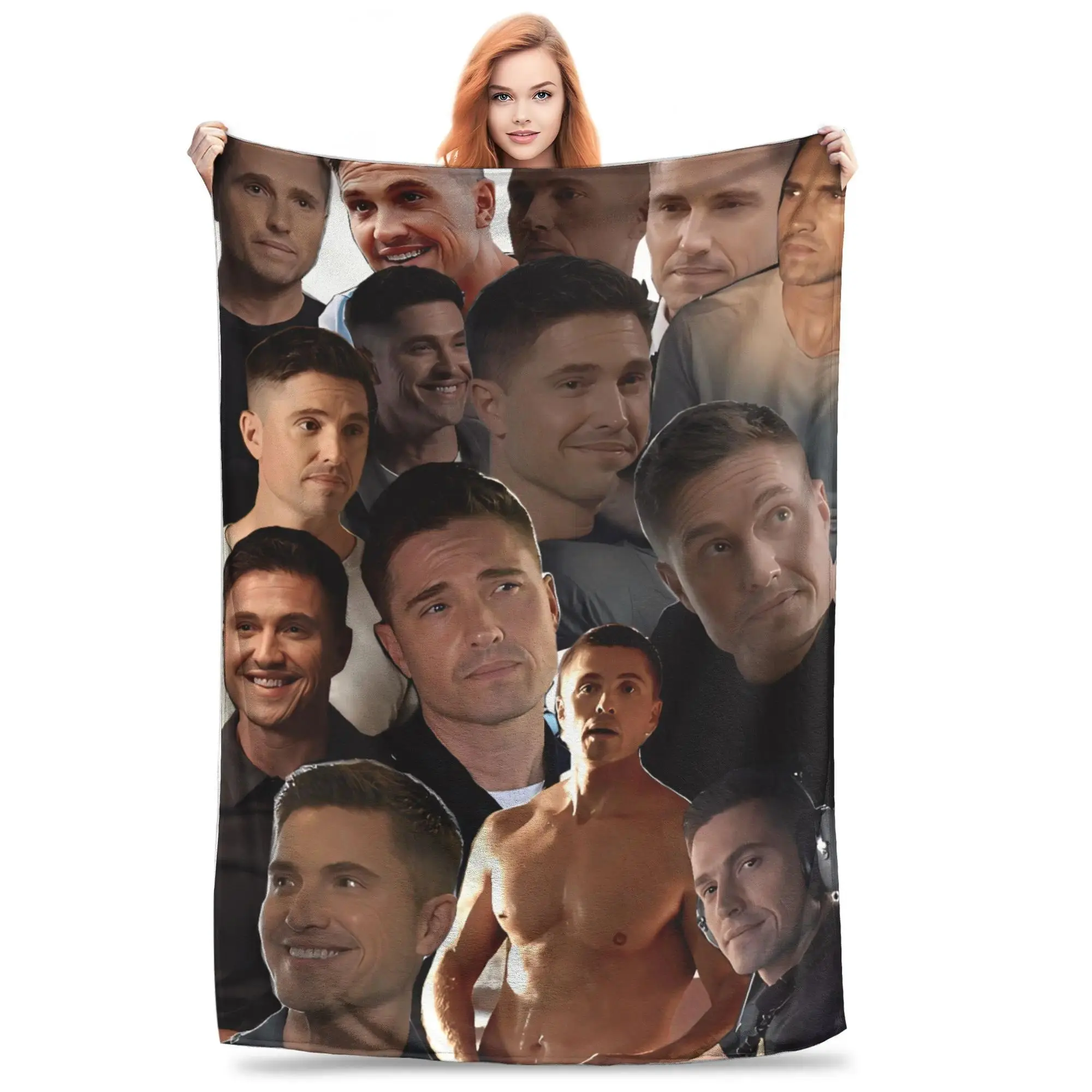 Tim Bradford TV Series Fan Collage Flannel Throw Blanket - Polyester, Unisex, Soft, Warm, Cozy Look, Multi-Size Camping Sleeping Gear Fan Collection Gift