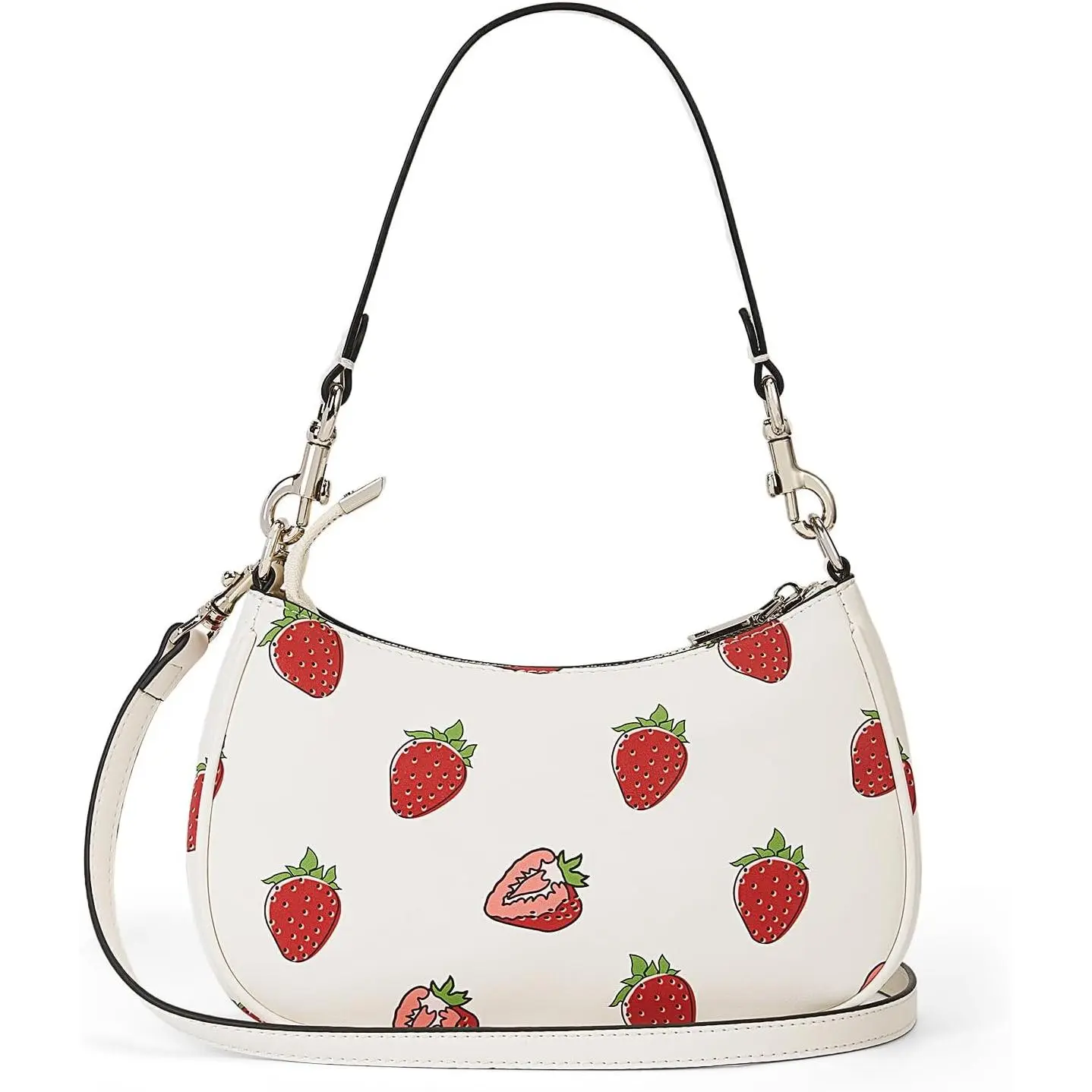 Sweet Coquette Hobo Crossbody Bag for Women, Cute Strawberry & Cherry All Over Print, Small Shoulder Purse, Aesthetic Shoulder Bag, Casual Trendy Purses, Crossbody Purse