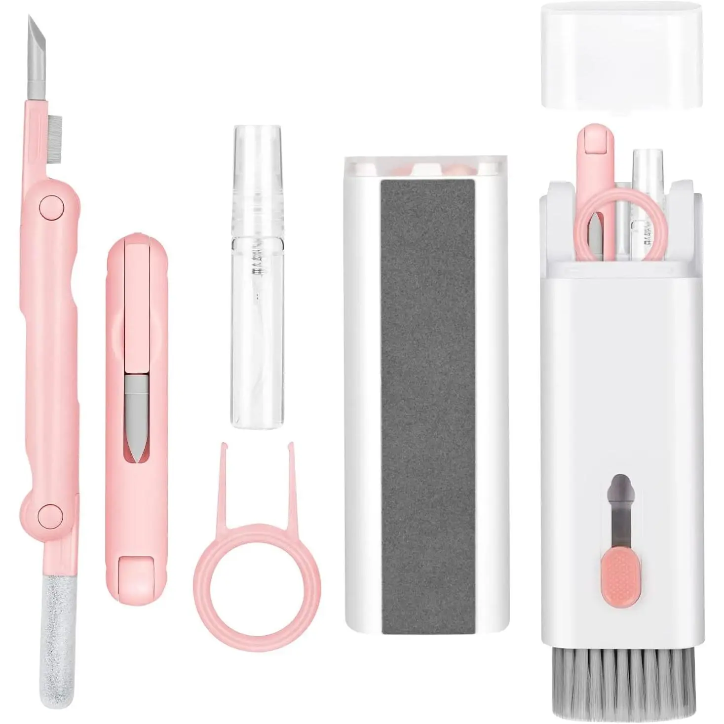 7-in-1 Electronic Cleaner Kit,Keyboard Cleaner,Laptop Cleaner Kit for Monitor, Cell Phone, Headset, Lego, Laptop Camera Lens (Pink)
