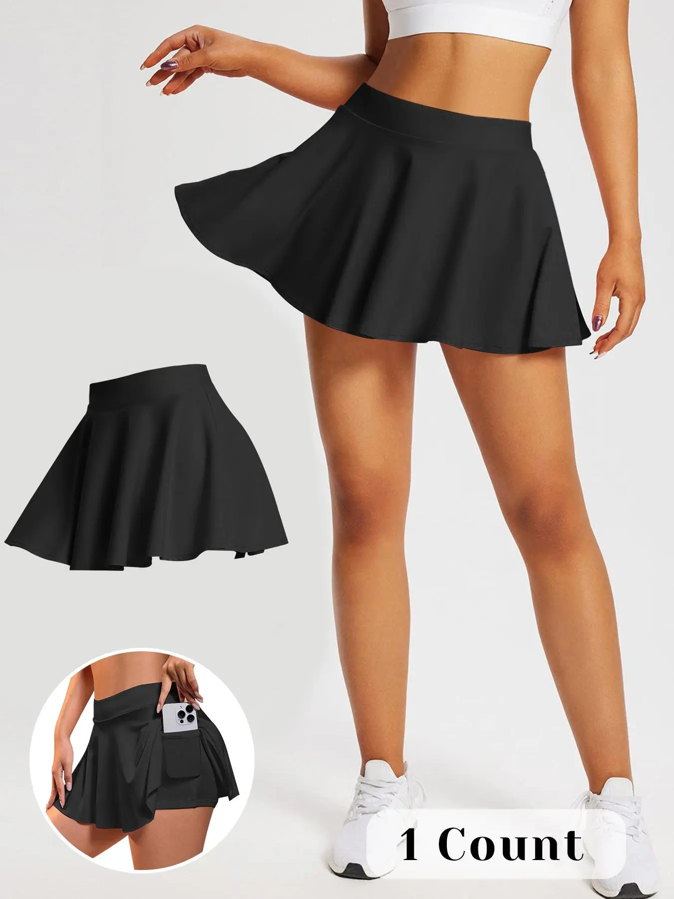 Womens High Waisted Skirts with Pockets Shorts Design, Casual School Skorts, Casual Sporty Skorts