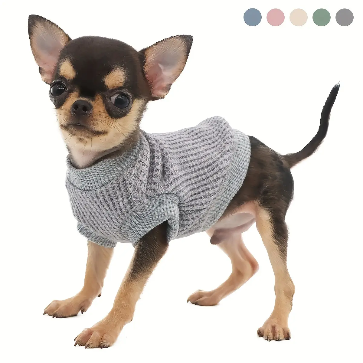 Lightweight 1-Piece Dog Sweaters for Small Breeds - S, M, XXL Sizes, Warmth, Chihuahua & Yorkie Puppies, Sage Color Pet Clothing, Puppy Sweater, Clothes, One-Piece