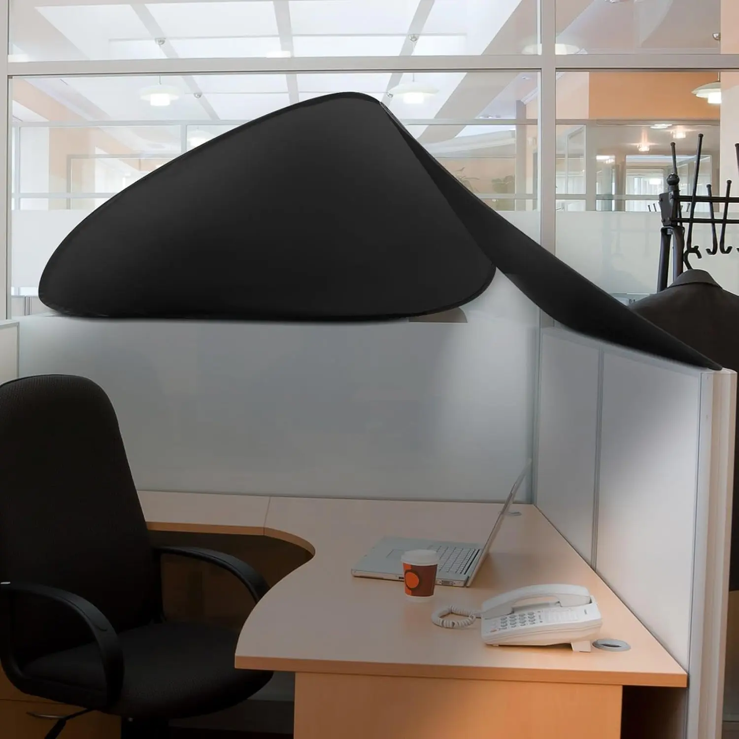 Foldable Office Cubicle and Desk Shade, Portable 27.5 Inch Cubicle Shade Canopy for Light Sensitive Workers, Block Light and Airflow, Working Partitions Corner Privacy Accessories (Black)