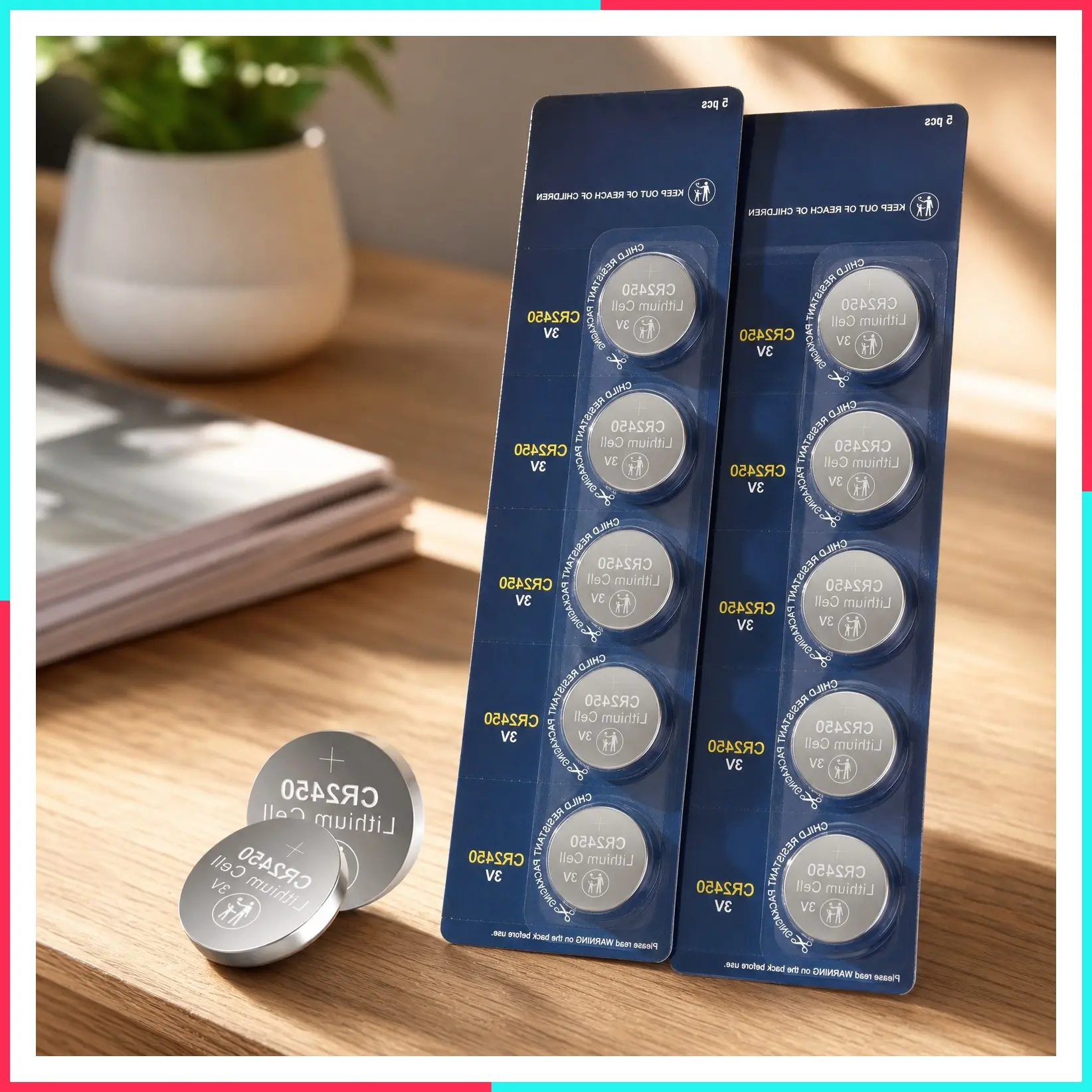 CR2450 3V Lithium Coin Batteries, 10 Count – High Capacity and Leak-Free Performance