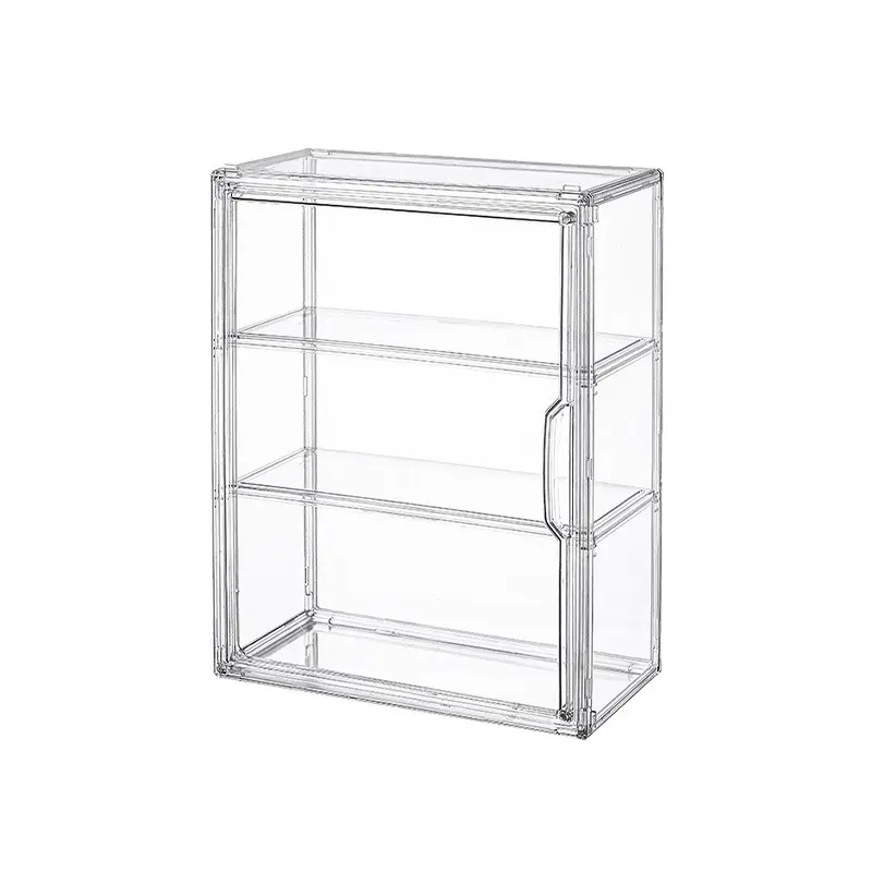 Wall-Mountable Acrylic Display Box, Transparent Dust-Proof Storage, Adjustable Shelves, Magnetic Door, Fits Lego & Kaws Models, Clear Storage