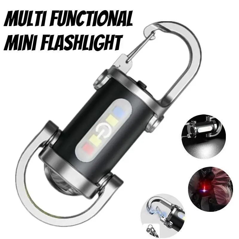 Multifunctional Keychain Flashlight, Portable Waterproof Car Keychain Light, COB Side Lamp, Rechargeable with 6 Lighting Modes, Led Flashlights