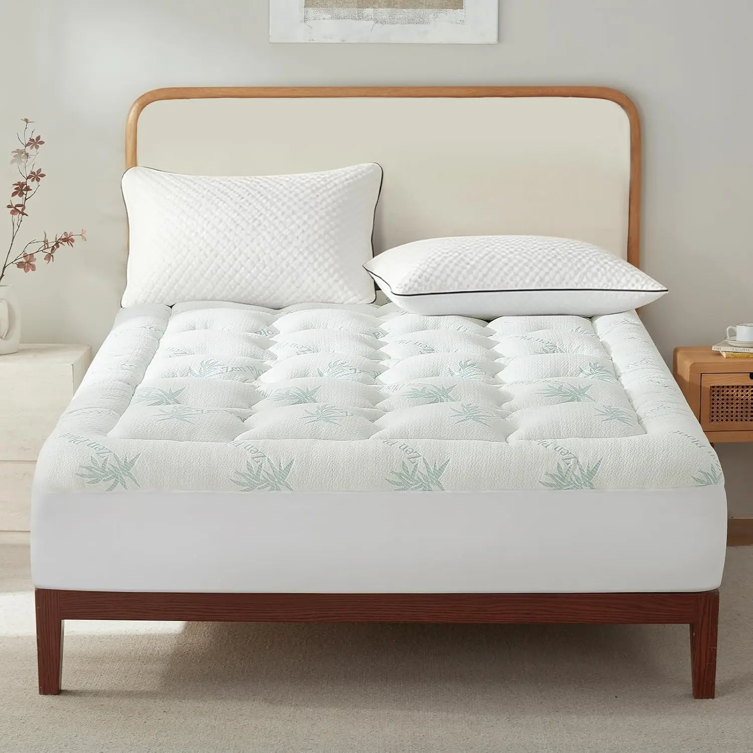 Mattress Topper Full Size,Thick Pillow Top Mattress Pad | Ultra Soft Viscose Derived from  - Stretchable Pockets Fit 8”-20” Mattress,   (54''X75'')