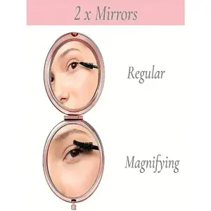 Ultimate 2-Sided Rose Gold Compact Mirror – 2X Magnification & 180° Flip Design. Portable with Magnetic Closure. Perfect for Travel & Daily Touch-Ups.