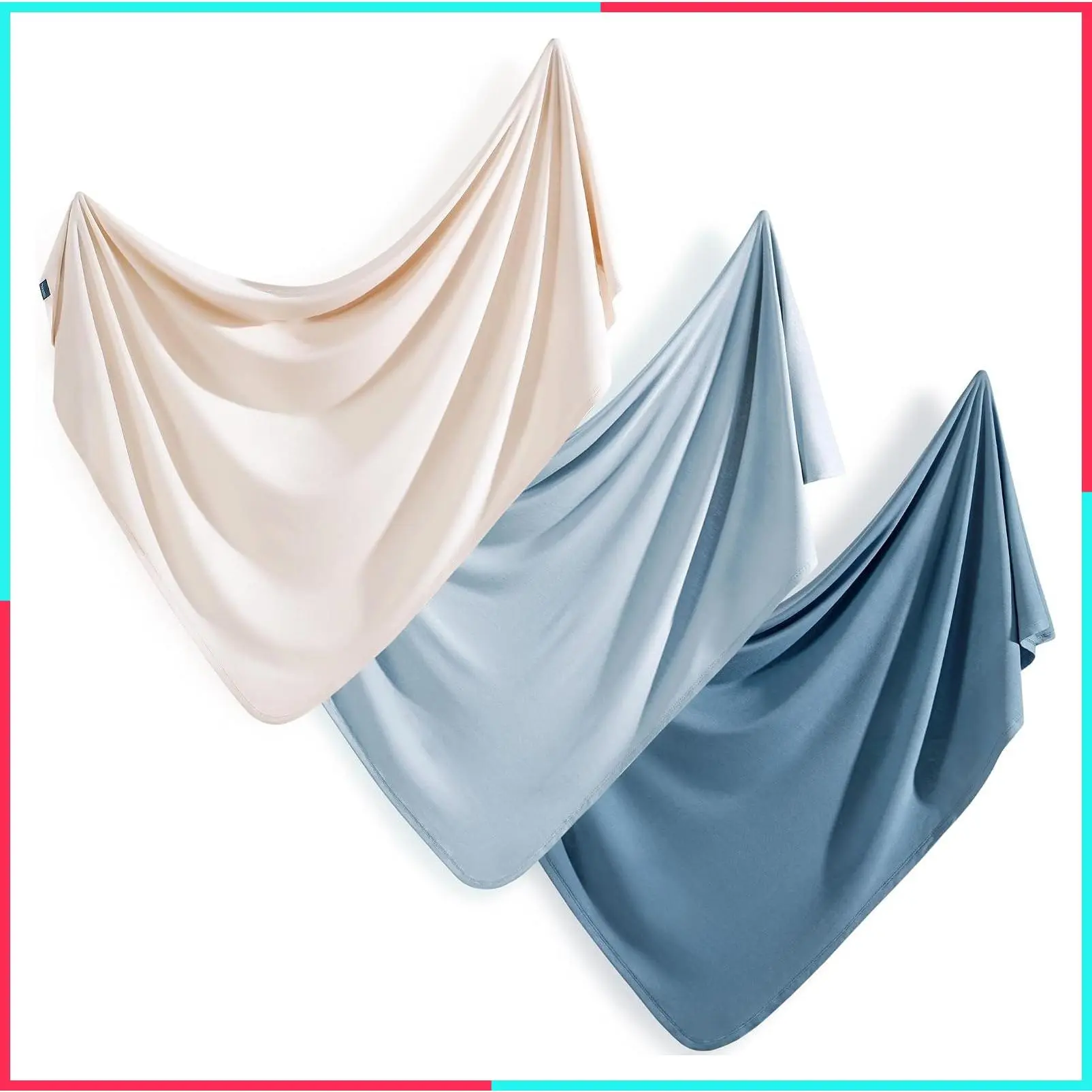 3 Pack Newborn Swaddle Blankets, Ultra Soft Stretchy Jersey Knit, Extra Large 33 x 44 Inches, Easy Swaddling, Snug and Cozy, Lightweight for All Seasons Receiving Blankets